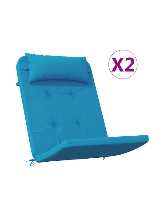 vidaXL Waterproof Garden Chair Cushion with Backrest Light Blue 2pcs 58x126cm