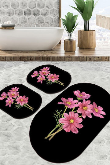UnicUtil Antiderapant Set Covorașe de Baie Oval 359CHL4938 Negru 3buc