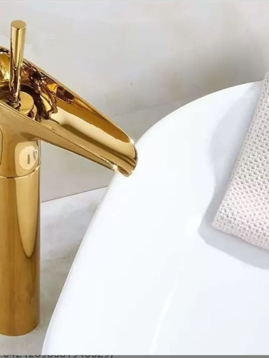Poly Mixing Waterfall Sink Faucet Gold