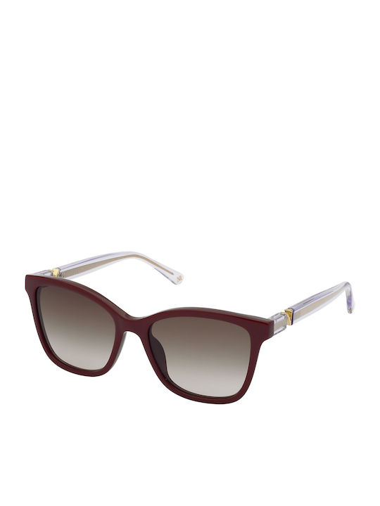 Nina Ricci Sunglasses Burgundy with Acetate Frame & Brown Lens