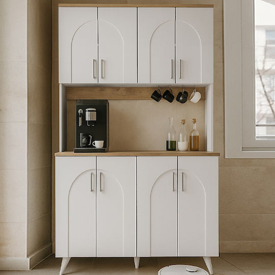 Kalira 4 Επιδαπέδιο Ντουλάπι Λευκό, Rota Oak 120x40x196εκ.