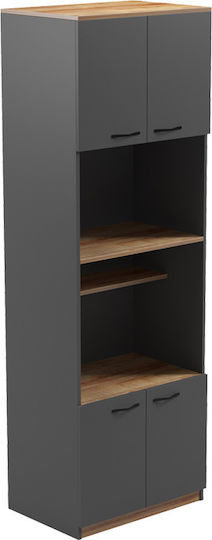 Rowan Επιδαπέδιο Ντουλάπι Oak-ανθρακί Απόχρωση 60x42x182εκ.