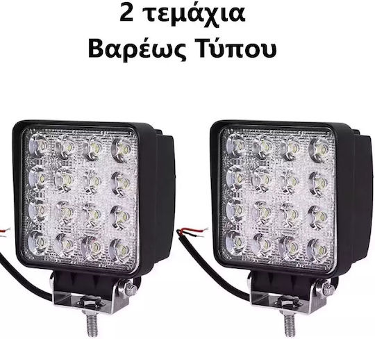 Square Waterproof Headlights Car LED 12 / 24V 48W 13.5cm 2pcs