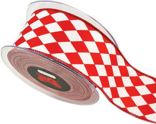 Bänder 9m Holland Ravel 6,7cm Rote-Weiß