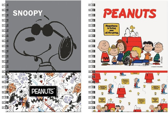 Peanuts Snoopy and Woodstock Σπιράλ Τετράδιο Ριγέ Β5 70 Φύλλων 2 Θεμάτων Λευκό (Διάφορα Σχέδια)