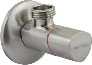 Corner Valve Inox Aisi 304 Brushed Nickel with Rosette Φ60 39-02610/bn Viospiral