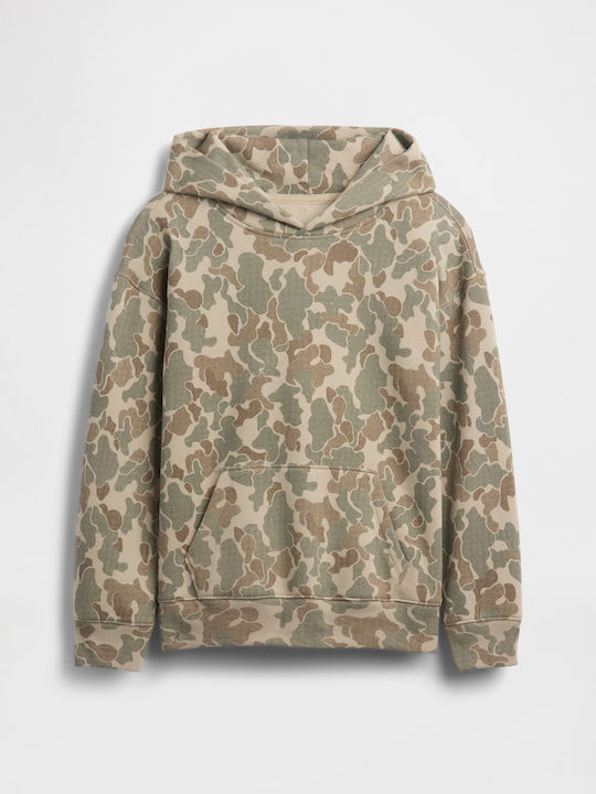 Fleece Παιδικό Φούτερ με Κουκούλα και Τσέπες Neutral Camo