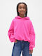 Fleece Kinder-Sweatshirt mit Kapuze Happy Rosa