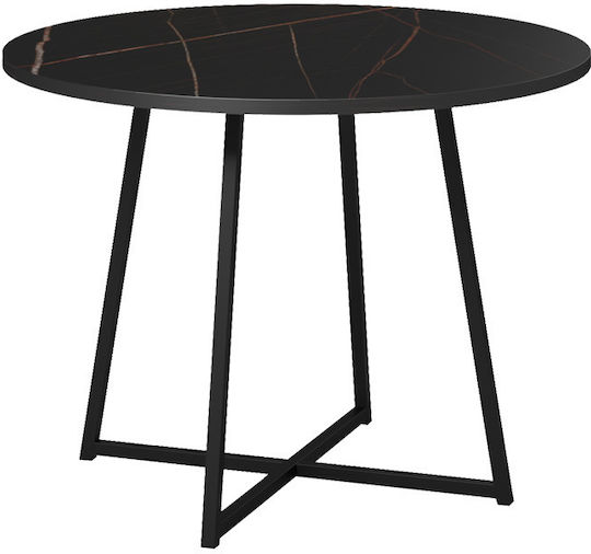 Sarah Masă Rotundă De Bucătărie Neagră Din Marmură - Picioare Metalice Negre 100x100x76cm
