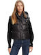 Crop Γυναικείο Αμάνικο Puffer Μπουφάν για Χειμώνα Black