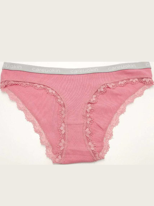 Topaki Cotton Women's Briefs with Pink Lace