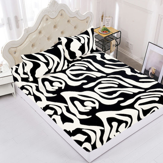 Silk Fashion Sheet for Single Bed with Elastic 100x200+30cm. Fleece Multicolour