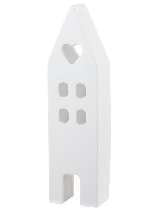 Keramisches Dekoratives Haus K835 15cm Weiß-Gold