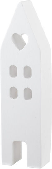 Keramisches Dekoratives Haus K835 15cm Weiß-Gold