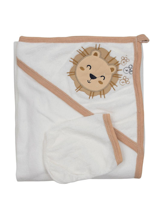 Kamtex Baby Baby-Badetuch mit Kapuze Beige 90x75cm