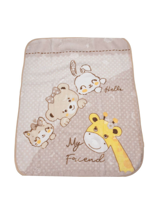 Kamtex Baby Κουβέρτα Αγκαλιάς & Λίκνου Βελουτέ Μπεζ 100x120εκ.