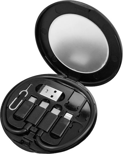 Powertech USB zu Typ-C,TC-TC / Micro-USB / Blitzschlag Kabel Schwarz 0.3m (CAB-U161)