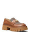 Leather Women's Loafers in Brown Color