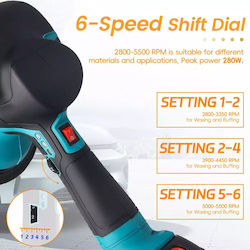 Cordless Car Polisher Durable Plastic Casing 10.5 X 5.5 X 4 Inches Designed Specific Battery Packs 6 Variable Speed Options 3.5 Lbs