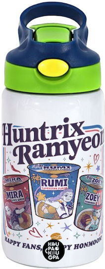 Koupakoupa Ramyeon Huntrix Детска Бутилка За Вода Неръждаема Стомана със Сламка Зелена 350ml