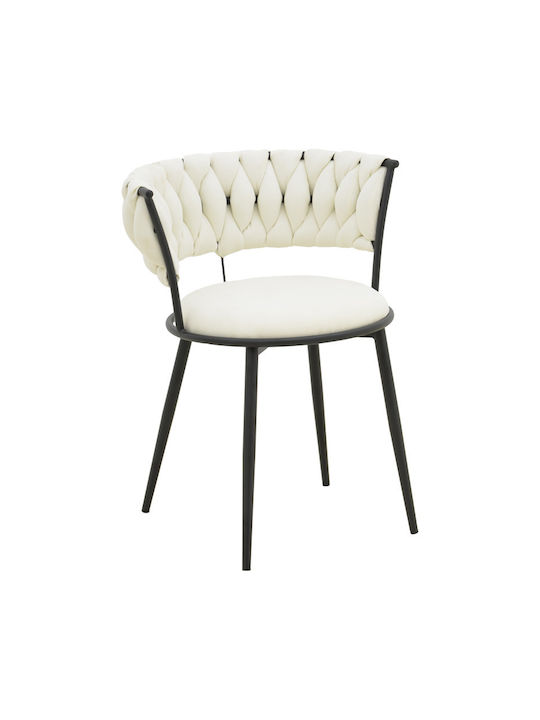 Alkia Dining Room Fabric Chair Ecru 57x58.5x72cm