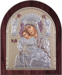 Silberfarbenen Heiligenikone Panagia Áxion Estí 11x12,9 9835-00209obr1rwb