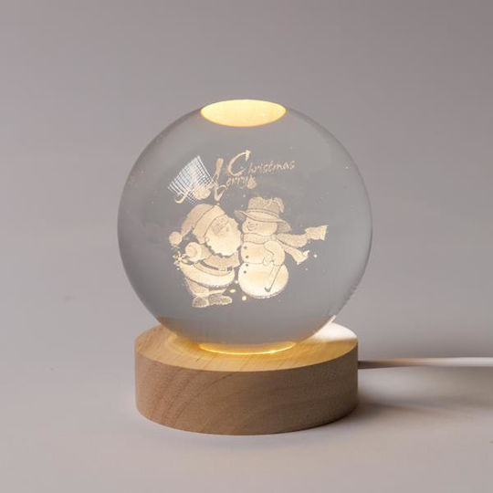 Illuminated Ball 8cm Christmas Figure Snowman Santa Claus USB 6 Warm White SMD LED Base 7cm Power Extension 70cm IP20 Eurolamp 600-47064