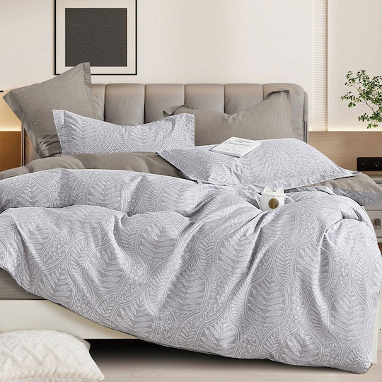 Ravelia Duvet Cover Set Cotton Satin Queen with 2 Pillowcases 230x250 Sateen Lucia Gray