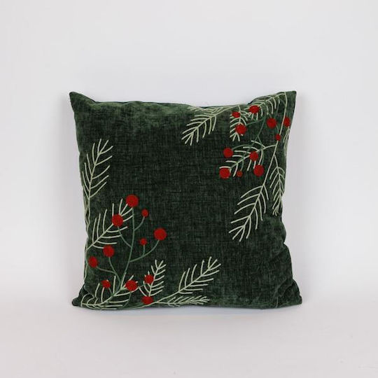 Eurolamp Pillow Green Velvet Mistletoe 45x45cm Eurolamp