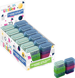 Eraser Double Pencil Sharpener Littlies 55x40mm 2 Colors 12 Pieces