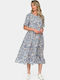 Mini Dress with Ruffle Blue