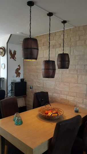 VenCore Pendant Light Brown Rail with Socket E27 22x22x29cm