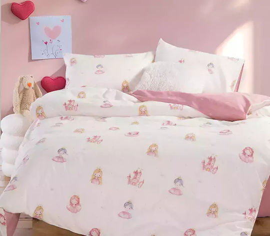 Nef-Nef Homeware Σετ Σεντόνια Μονά Βαμβακερά Our Princess Ροζ 170x260cm 3τμχ