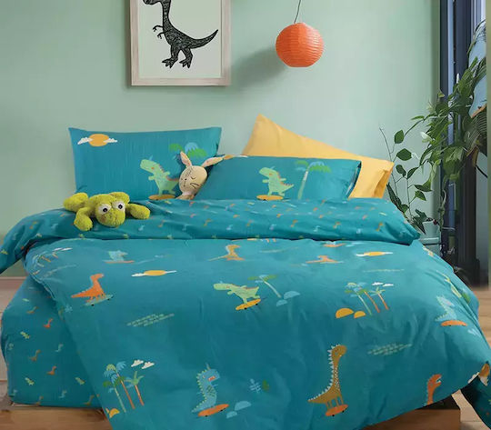 Nef-Nef Homeware Сет Единично Dinos On Wheels Син 170x260см