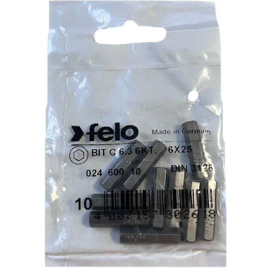 Комплект 10 Винтовертни Битове Industrial Series Hex C6.3 Hx6.0 25mm