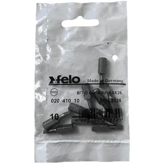 Set 10 Biți Pentru Șurubelniță Industrial Series Profil Drept C6.3 4.0x0.8mm 25mm