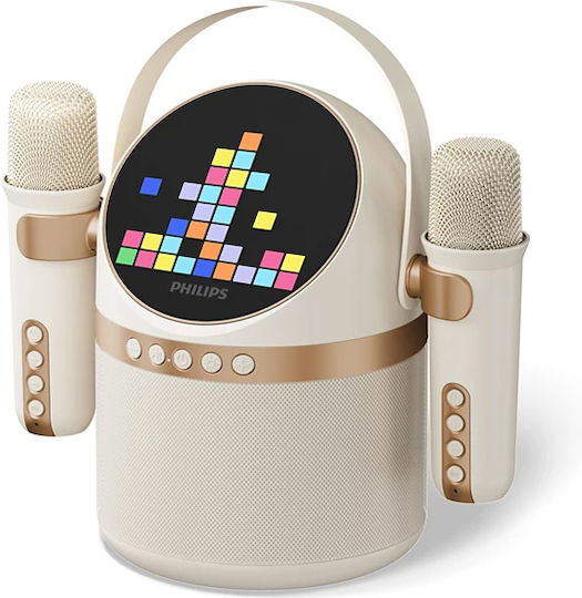 Philips Karaoke Speaker with Wireless Microphones and Lighting Effects TAS2509WT/00 Beige