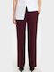 Mid Waist Dama Tesatura Pantaloni cu Croială Largă Bordeaux