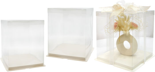 Paper Pack Plastic Box for Gift White 30x34x30cm.