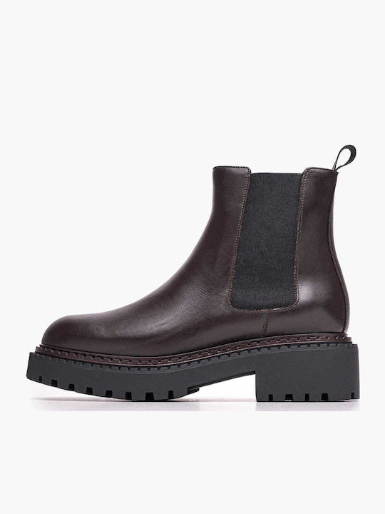 Leather Women's Ankle Boots Brown