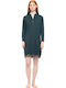 Pink Label Winter Cotton Women's Nightgown Dark Green