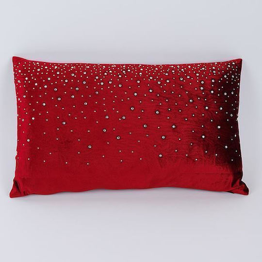 Eurolamp Pillow Burgundy Velvet Strass 30x50cm Eurolamp