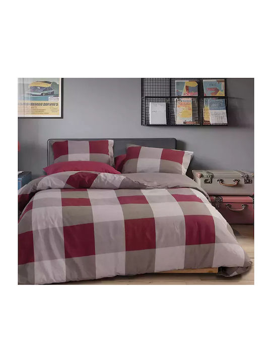 Nef-Nef Homeware Casual Σετ Σεντόνια Διπλά 200x270εκ. Bordo (4τμχ)