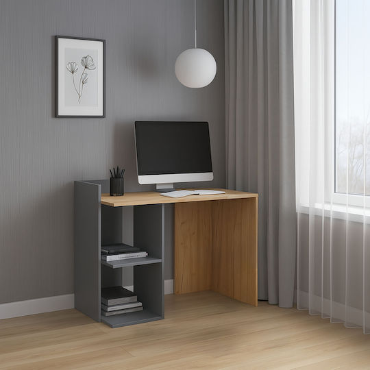 Γραφείο Iris 112x55x85εκ. Γραφίτη-χρυσό Δρυς Γραφείο Iris 112x55x85εκ. Γραφίτη-χρυσό Δρυς