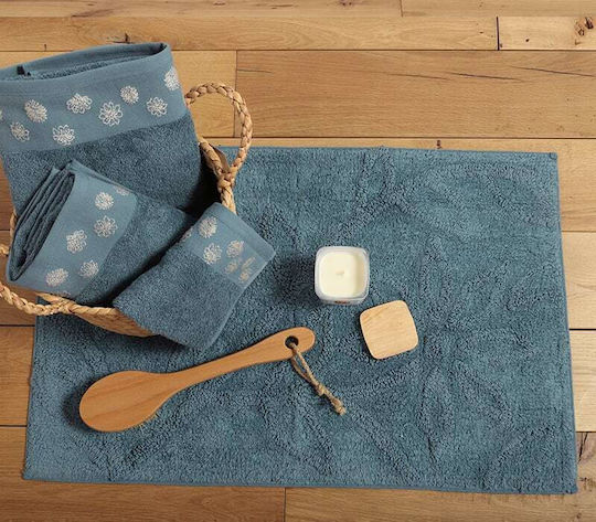 Nef-Nef Homeware Πατάκι Μπάνιου Βαμβακερό Anthem Smoke Blue 50x80εκ.