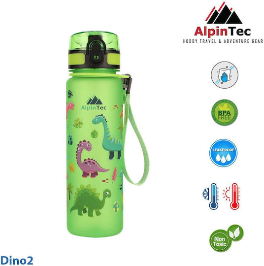 AlpinPro Kids Water Bottle Dinosaur AlpinTec Kids Green Dino 500ml - Main Image
