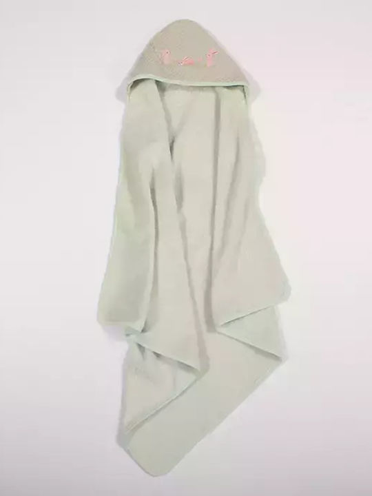 Nef-Nef Homeware Baby Bath Towel Hooded Country Bunny Mint 75x75cm