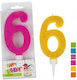 Glitter Trend Maxi Candle Number N6 Random Color Selection 942043