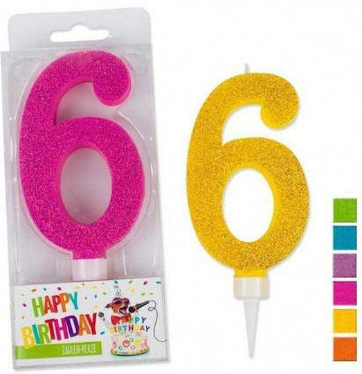 Glitter Trend Maxi Candle Number N6 Random Color Selection 942043