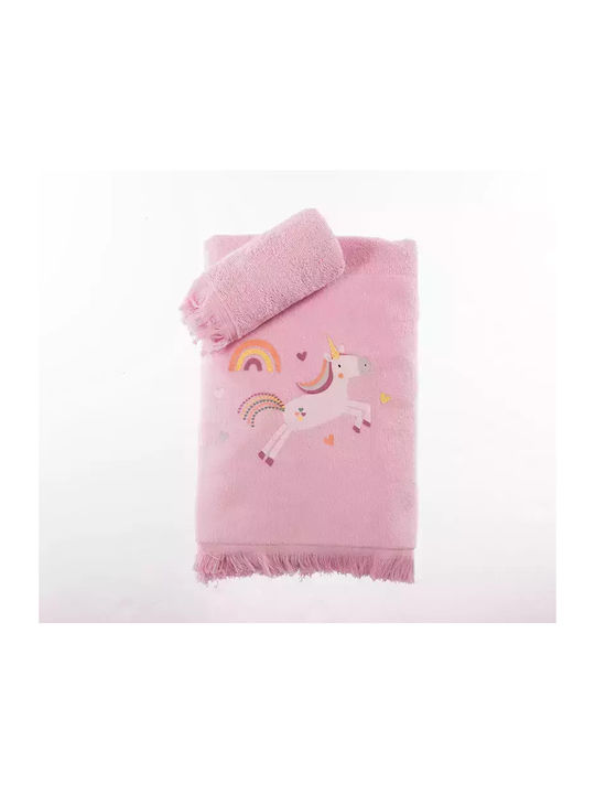 Nef-Nef Homeware Set of baby towels 2pcs Unicorns Style Pink Weight 420gr/m²